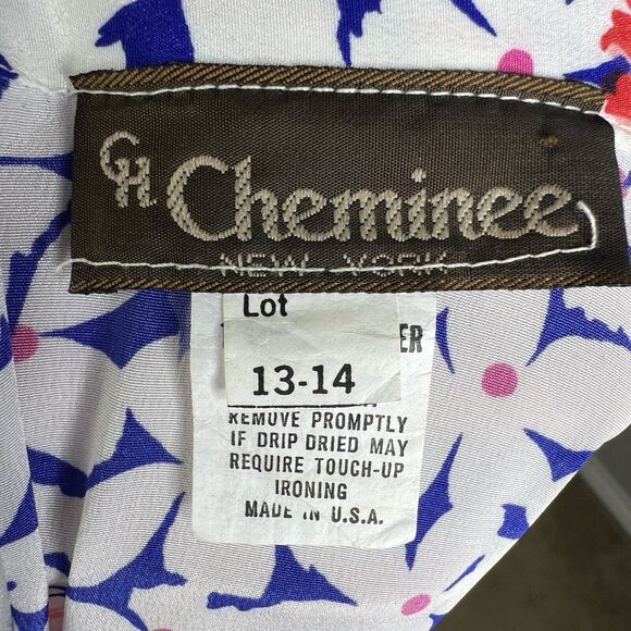 Cheminee New York Size M Vintage 70s Floral Bishop Sleeve Pleated Midi Dress - Picture 10 of 11